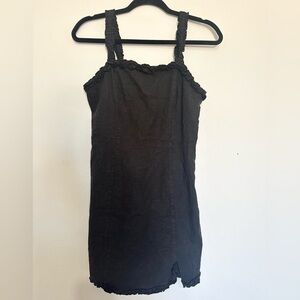 Urban outfitters black linen mini dress size medium lightweight summer boho